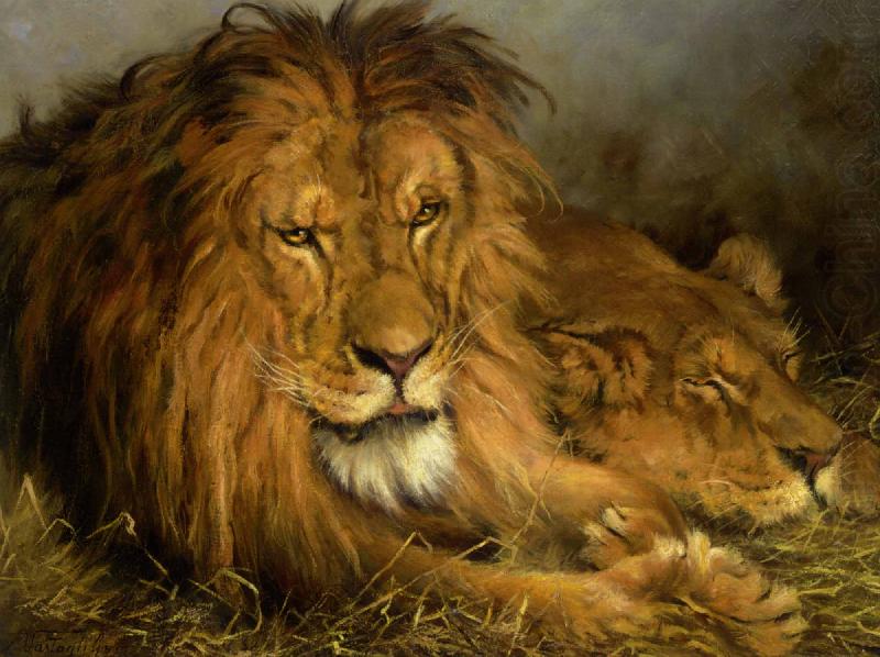Gyorgy Vastagh Lion and a Lioness china oil painting image